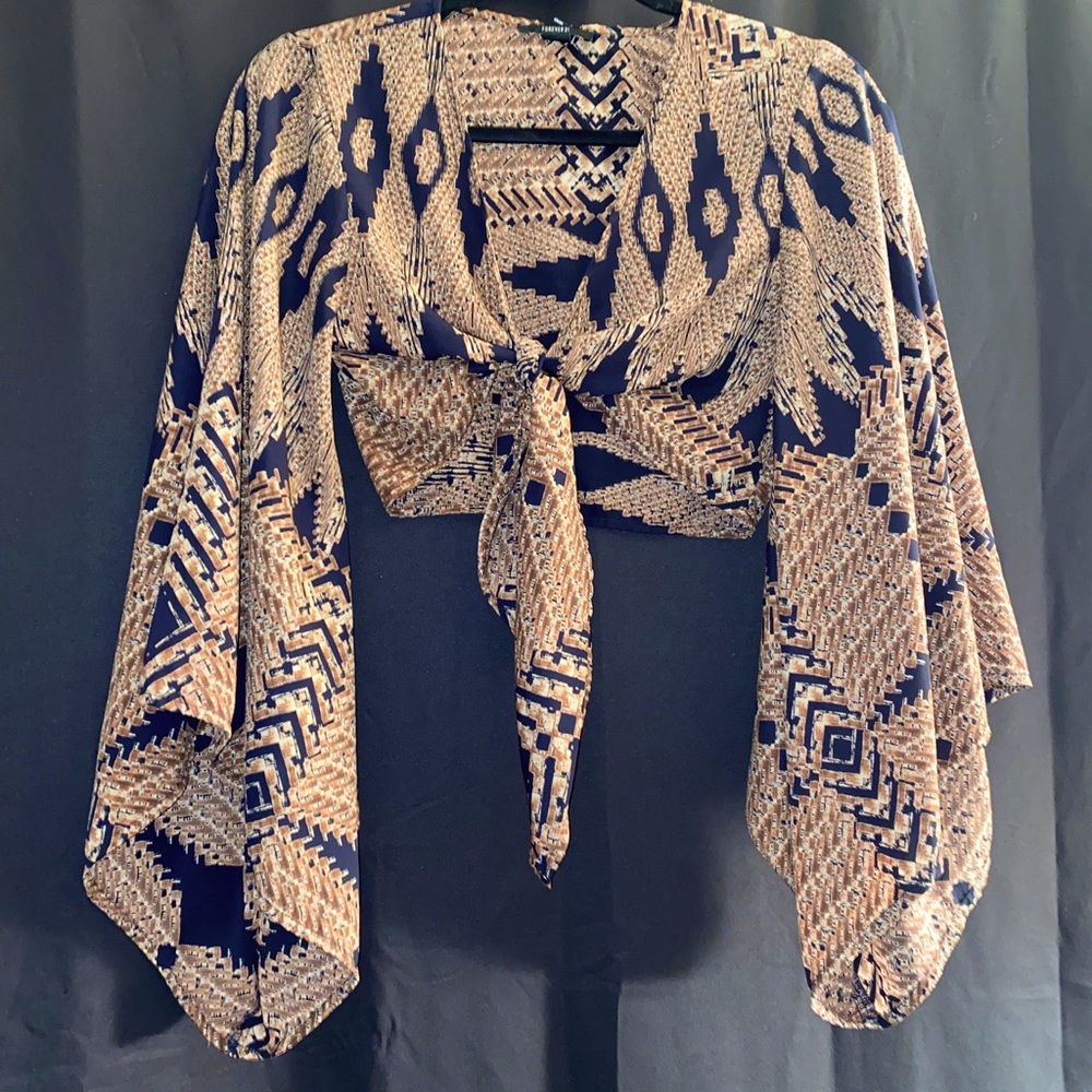 Boho Long sleeve Crop Top